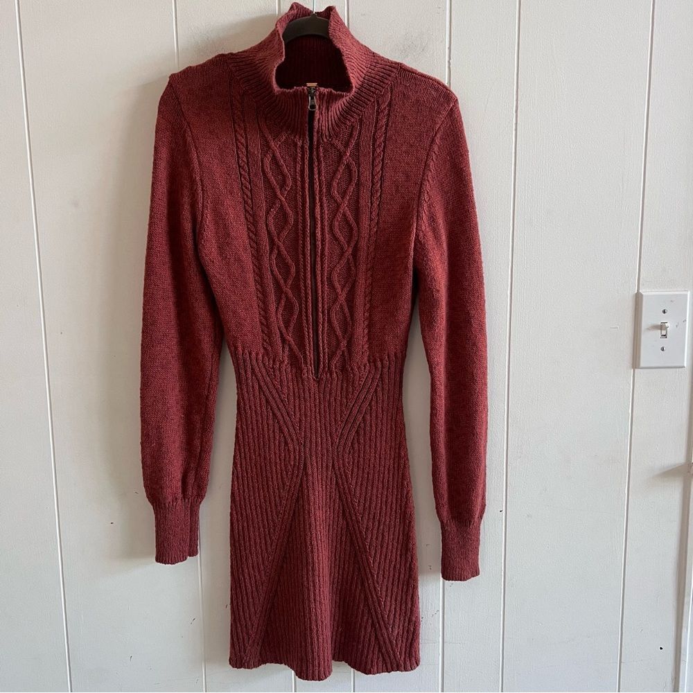 Free People Mont Blanc Mini Sweater Dress In Red Jasper - Picture 9 of 12